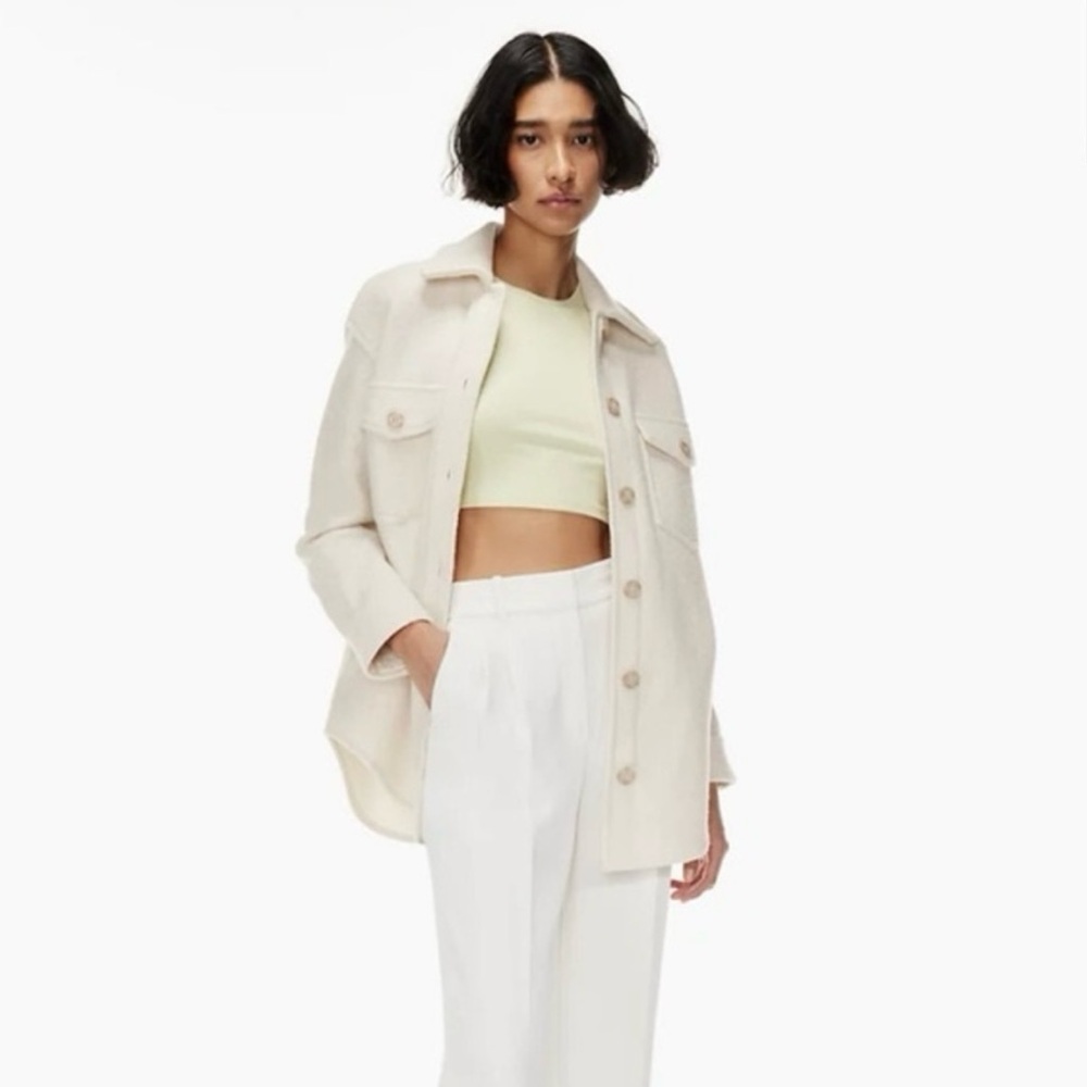 NWT Wilfred Ganna heather bone merino wool shacket